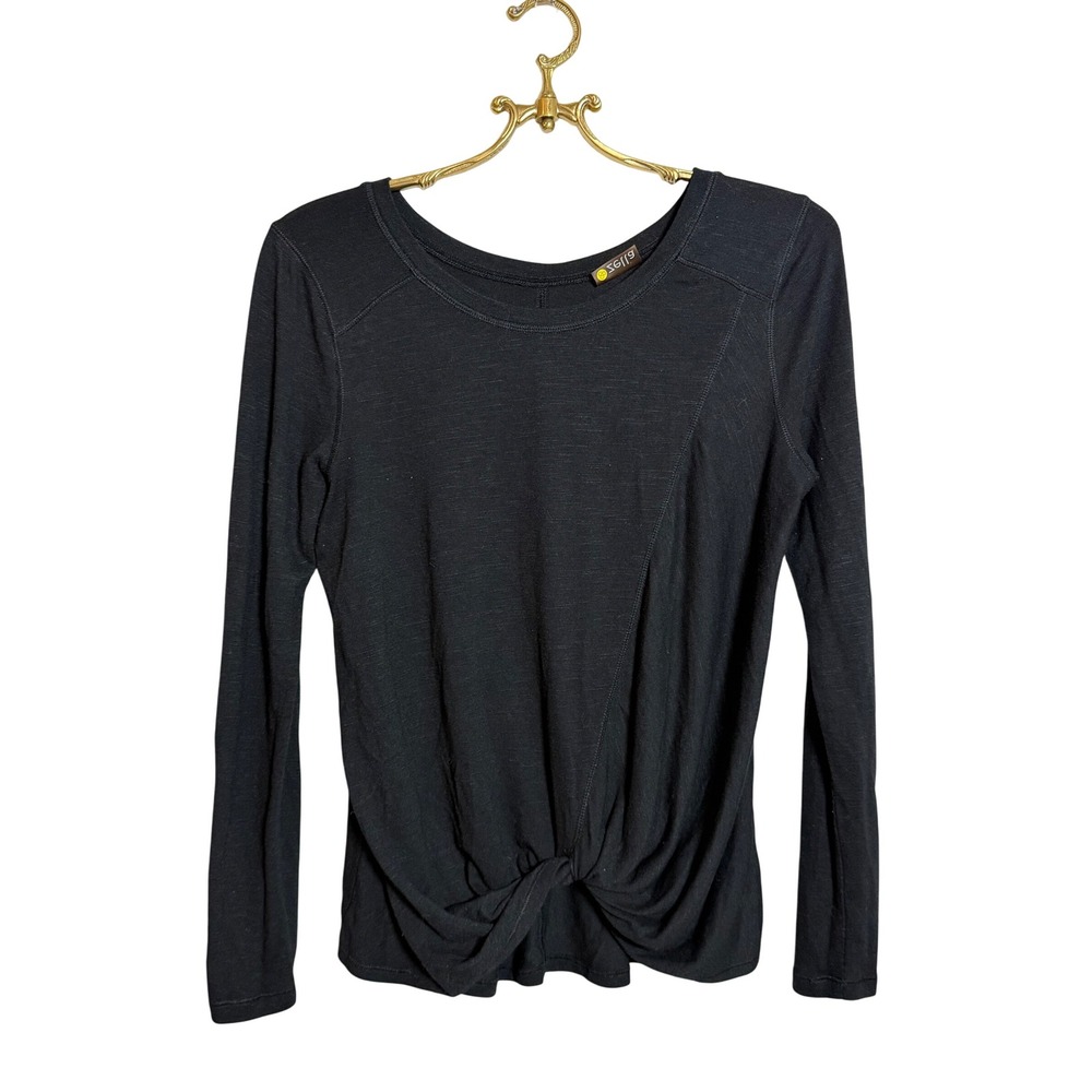 Zella XS Black Long Sleeve Top Knot Front Lightweight Activewear‎